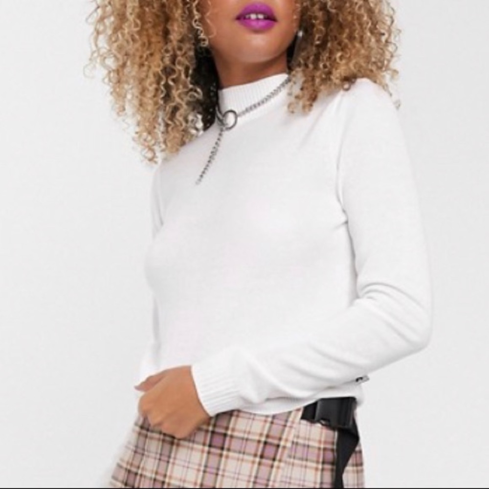 Collusion ASOS White Mock Neck Sweater 4 S